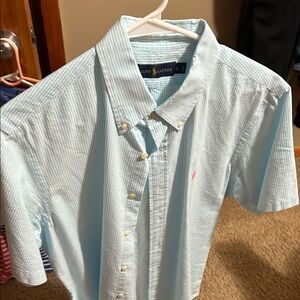 Ralph Lauren Men's Aqua Striped Shirt